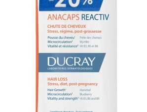 Ducray Anacaps Reactiv Hair Loss Συμπλήρωμα Διατροφής Πολυβιταμινών, Μετάλλων & Ιχνοστοιχείων με Εκχυλίσματα Βοτάνων που Συμβάλει στη Διατήρηση των Μαλλιών Κατά της Τριχόπτωσης για Υγιή Νύχια & Δέρμα 30caps σε Ειδική Τιμή