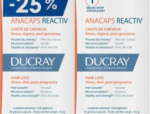 Ducray Πακέτο Προσφοράς Anacaps Reactiv Hair Loss Συμπλήρωμα Διατροφής Πολυβιταμινών, Μετάλλων & Ιχνοστοιχείων με Εκχυλίσματα Βοτάνων που Συμβάλει στη Διατήρηση των Μαλλιών Κατά της Τριχόπτωσης για Υγιή Νύχια & Δέρμα 2x30caps σε Ειδική Τιμή