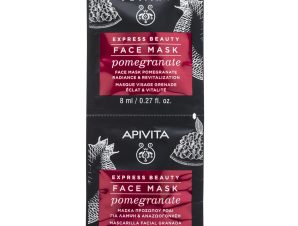 Apivita Express Beauty Face Mask With Pomegranate Μάσκα Αναζωογόνησης & Λάμψης με Ρόδι για Θαμπή Επιδερμίδα 2x8ml