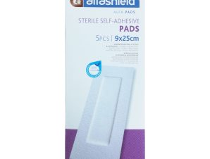 AlfaShield Sterile Self-Adhesive Pads Αποστειρωμένα Αυτοκόλλητα Επιθέματα 5 Τεμάχια – 9x25cm