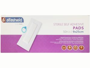 AlfaShield Sterile Self-Adhesive Pads Αποστειρωμένα Αυτοκόλλητα Επιθέματα 50 Τεμάχια – 9x25cm