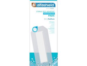 AlfaShield Alfa Pads Sterile Self-Adhesive Waterproof Pads Αποστειρωμένα Αυτοκόλλητα Αδιάβροχα Επιθέματα 9x25cm, 5 Τεμάχια