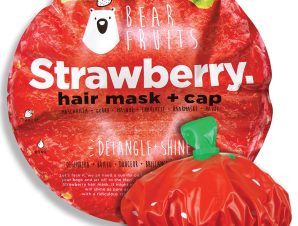 Bear Fruits Strawberry Detangle & Shine Hair Mask Μάσκα Περιποίησης με Εκχύλισμα Φράουλας για Ευκολοχτένιστα & Λαμπερά Μαλλιά 20ml & Σκουφάκι Εφαρμογής 1 Τεμάχιο